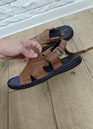 Drakart 39 г. ( 26,5 см) кожаные мужские сандалии коричневые сандалии натуральная кожа лето