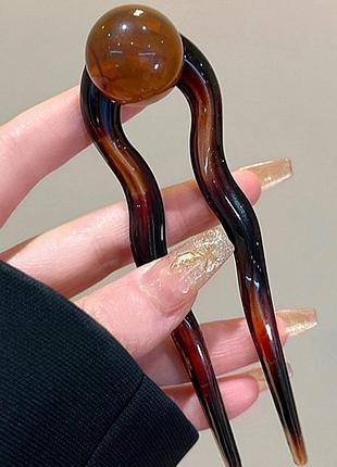 Стильная двойная китайская палочка для волос, заколка с шариком