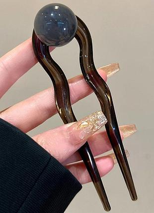 Стильная двойная китайская палочка для волос, заколка с шариком