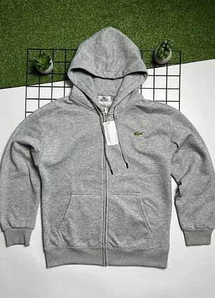 Зіпп худі лакосте , zip hoodie lacoste (сірий, чорний) gray , black унисекс