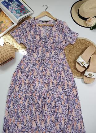 Нежный сиреневый сарафан из жатки в размере м