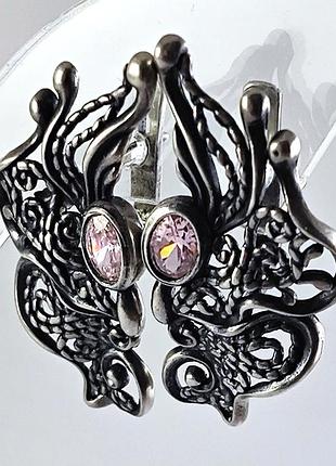 Срібні сережки з каменем. 925 проба.