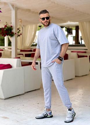 Мужской летний брючный костюм с футболкой спортивный повседневный