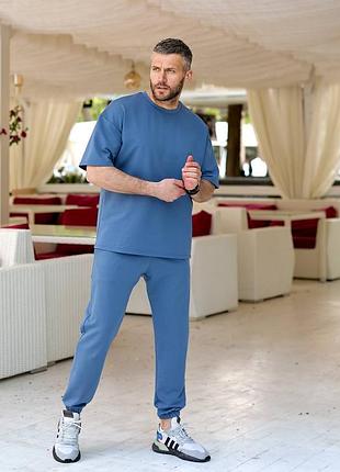 Мужской летний брючный костюм с футболкой спортивный повседневный