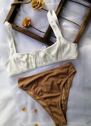 Раздельный купальник в рубчик topshop