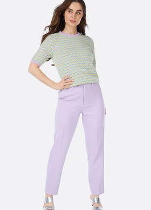 Легкие эластичные брюки высокая посадка светлая сирень