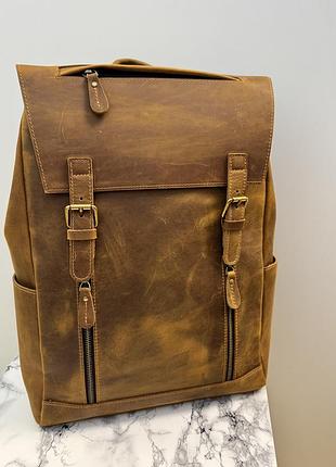 Рюкзак великий шкірний коричневий рудий