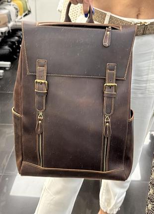 Чоловічий рюкзак коричневий великий шкіряний рюкзак