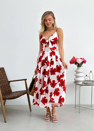 Летний длинный сарафан со свободной юбкой с резинкой на спинке