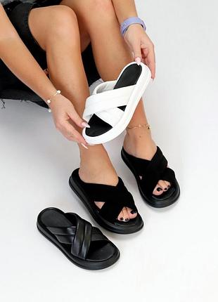 Шлепанцы шлепки женские натуральная кожа и замша