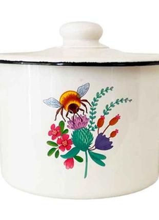 1138509. каструля ем. 4,5л /2 циліндрична "медові квіти (молочна)" i1615/2 тм"idilia"