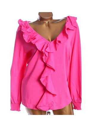 Яскрава малинова блузка george з рюшами, 100% котон l
