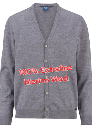 Шикарний чоловічий кардиган сірого кольору зі 100% extrafine merino wool olymp