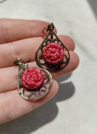 Сережки вінтажні квіти