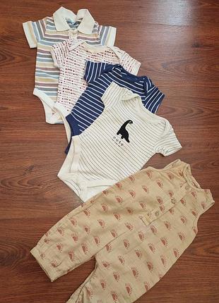 Бодик на 0-3 мес. муслиновый ромпер на 0-3. бодики. комплект на лето