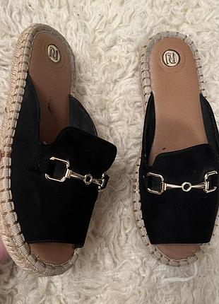 Шлепки шлепанцы сабо текстиль под замш