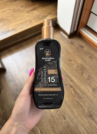 Спрей-гель для засмаги з бронзатором australian gold sunscreen bronzer spf152 фото