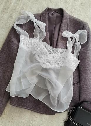 Тотальный распродаж!!️нежная белая шифоновая майка пижама невесты