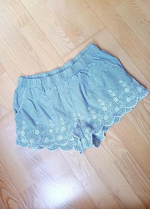 Блакитні шортики з прошвою літніми пляжними шорти