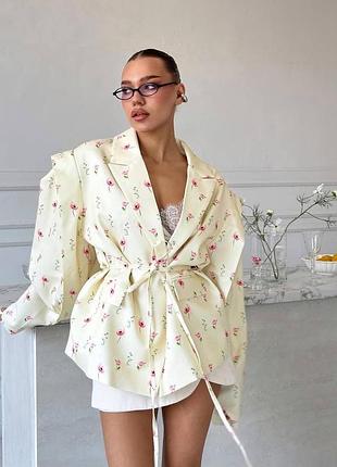 Трендовый пиджак со стильными плечиками, пояс шнуровка, у маки 🌺🌺🌺