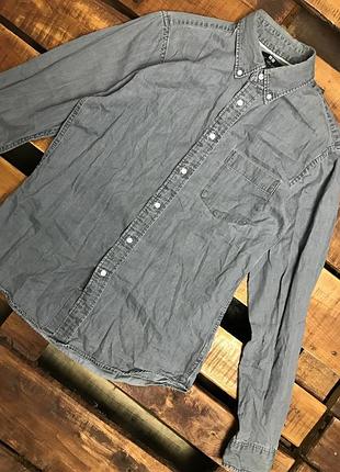 Мужская хлопковая рубашка uniqlo (уникло срр идеал оригинал серая)