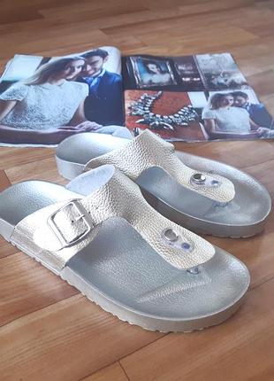 Стильные золотые шлепанцы в стиле birkenstock, босоножки 38