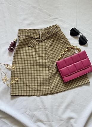 Спідниця юбка в клітинку з поясом  пряма h&m
