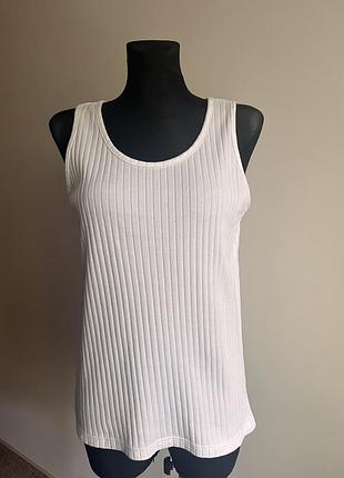 Бавовняна біла майка топ футболка без рукавів рубчик m l xl