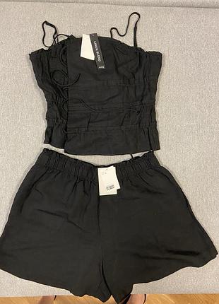Лняний костюм шорти і топ h&m