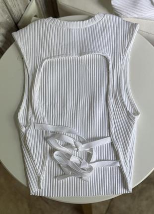 Топ у рубчик із відкритою спиною zara/ кроп топ zara