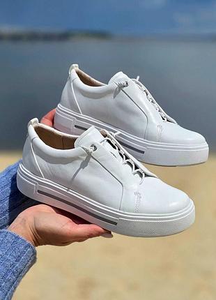 Кожаные женские белые кеды на высокой подошве платформы caprice 🇩🇪 39 размер