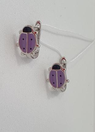 Детские серебряные серьги коровки