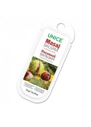 Масажний гель-бальзам unice з кінським каштаном та кофеїном в саше, 10 г