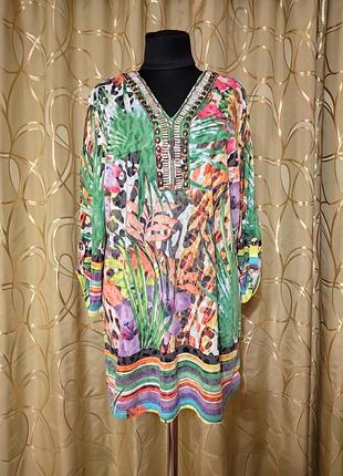 Брендовая вискозная трикотажная блуза блузка большого размера