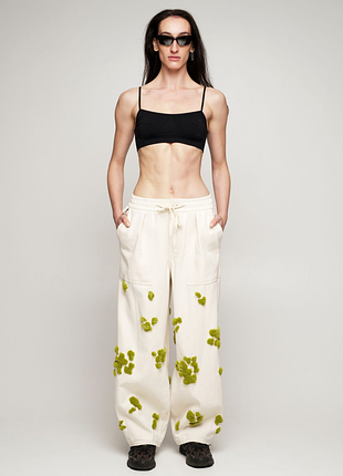 Брюки m0d44 с ручной вышивкой moss baggy pants