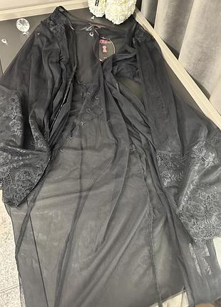 Довгий мереживний халат hunkemoller
