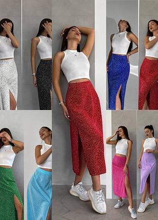 Костюм літній - спідниця міді з розрізом та білий топ рубчик