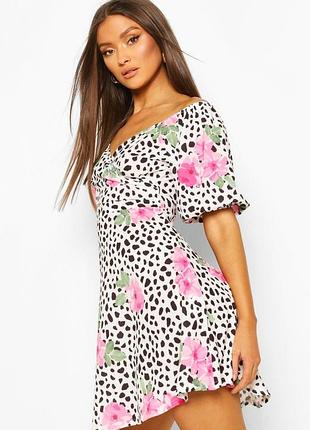 Сукня-скейтер з квітковим принтом та тваринним принтом