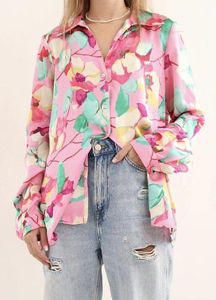 Розовая блуза блузка рубашка zara xl