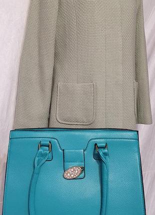 Сумочка жіноча містка бірюзового кольору на ручках