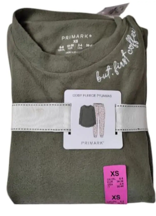 Женская флисовая пижама домашний костюм primark хс, с