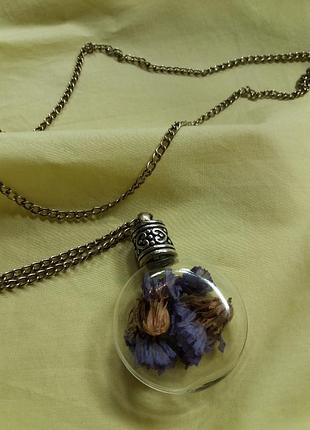 Підвіска кулон польові квіти у склі