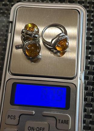 Серебряные серьги и кольца с янтарем моника6 фото