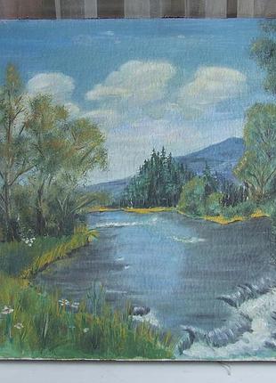 Закарпатска школа шубейко с. раз. 70 х 50 см. холст масло 1980 гг. река уж.