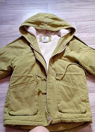 Теплящая парка куртка зима верх джинс коттон для девочки 8-10 лет