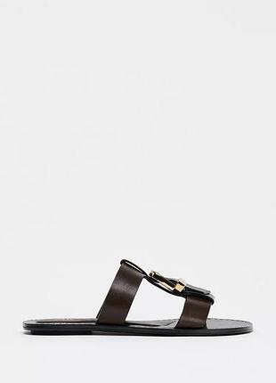 Шльопанці жіночі коричневі zara new4 фото