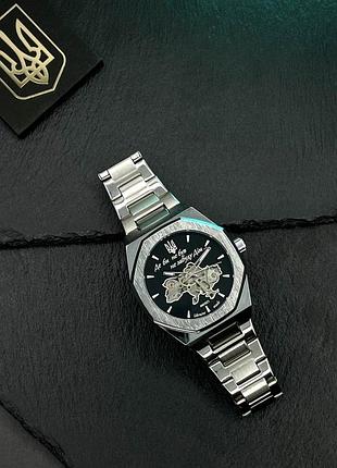 Чоловічий патріотичний годинник awarder octagon де би не був silver-black