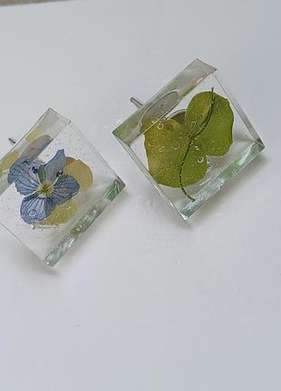 Сережки, квіти в епоксидній смолі.