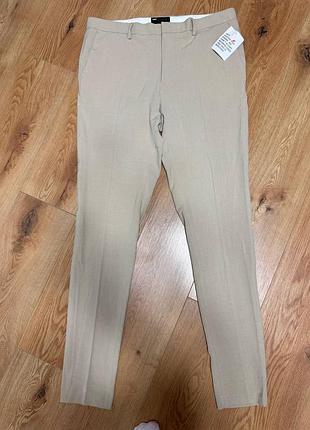 Брюки брюки мужские новые бежевые slim asos, размер xl