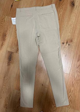 Брюки брюки мужские новые бежевые slim asos, размер xl2 фото